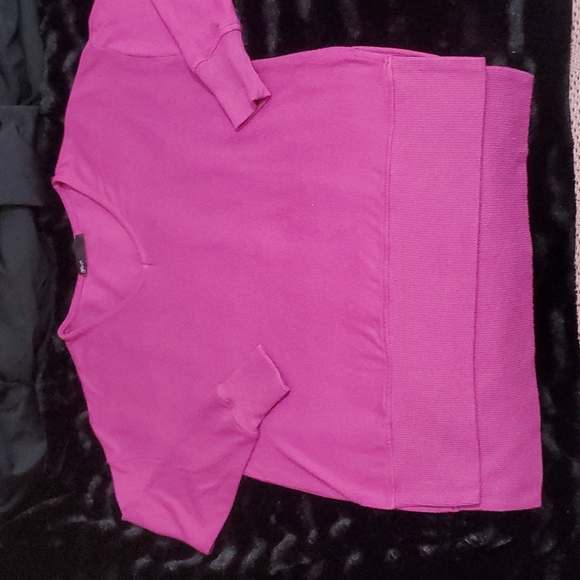 GIBSON Womens Fuchsia V-Neck Drop Shoulder Pullover Sweater-Hi-Lo Hem-EUC-Sz PXS - Picture 9 of 15